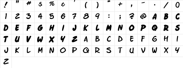 Enchilada Regular  glyph index