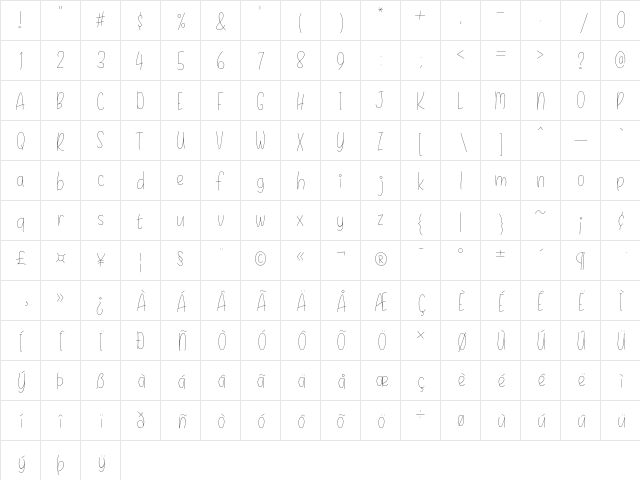 Daisy Rae Thin  glyph index