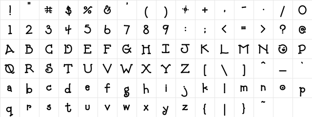 DJ FiddleSticks Bold  glyph index