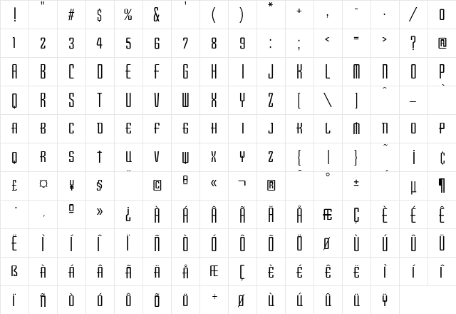 DeStijlLPExpert Regular  glyph index