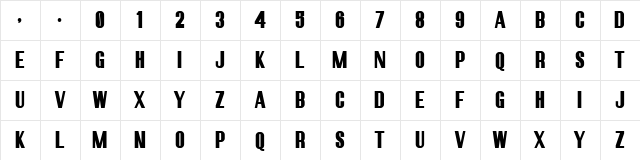 Robusta II Sans Regular  glyph index