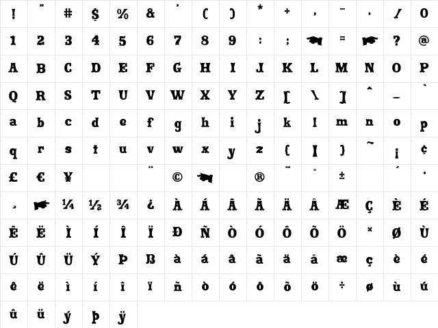 Rodeo Clown Fill Regular  glyph index