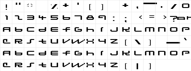 Eurostile Regular  glyph index