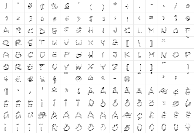 CerberixOutline Normal  glyph index