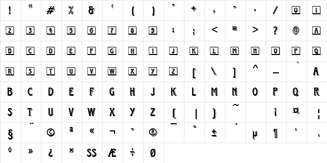 Horndon Becker Initials Regular  glyph index