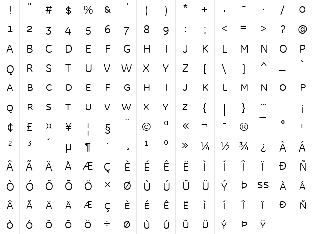 GE Inspira Small Caps Regular  glyph index