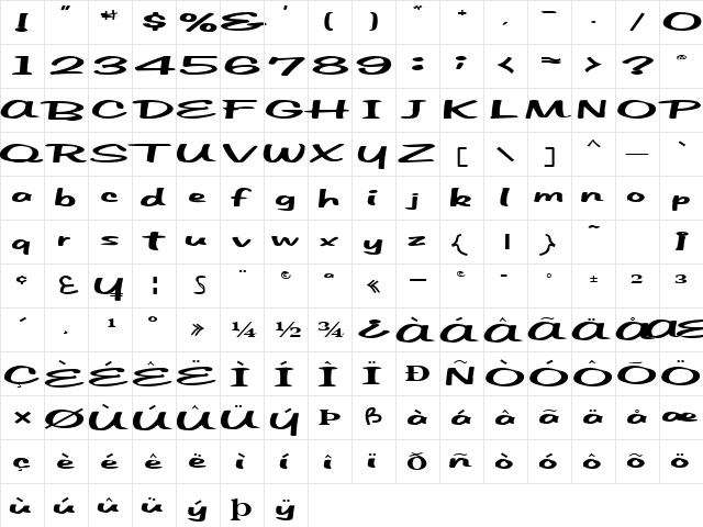 CityScapeNorm48 Regular  glyph index