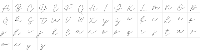 Fillia Script FREE Regular  glyph index