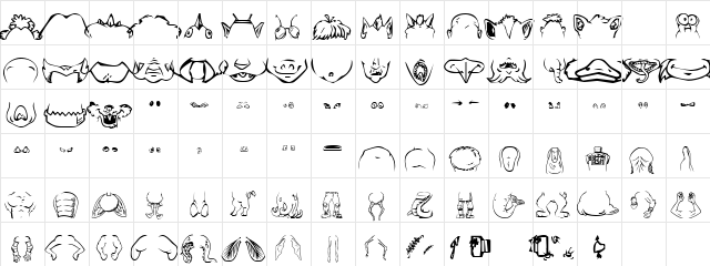 MonsterAssembly Regular  glyph index