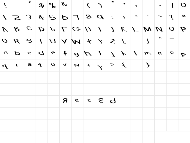 Catatonic 3 Bold  glyph index