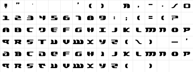 Lord of the Sith Regular  glyph index