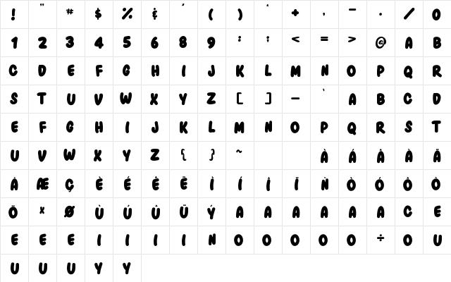 Chill Chill Regular  glyph index