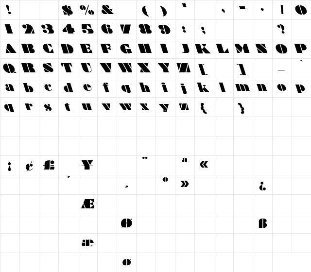 La Grange 2 Regular  glyph index