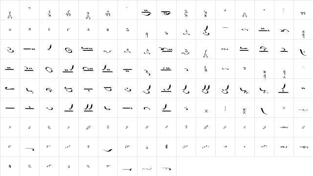 bem13 Regular  glyph index