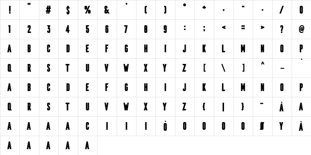 Brandbe Demo Bold  glyph index