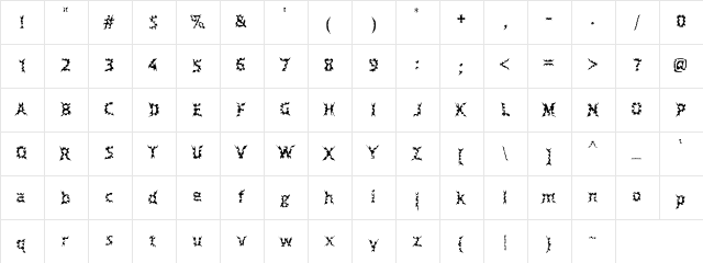 NibbledCheddar04 Regular  glyph index