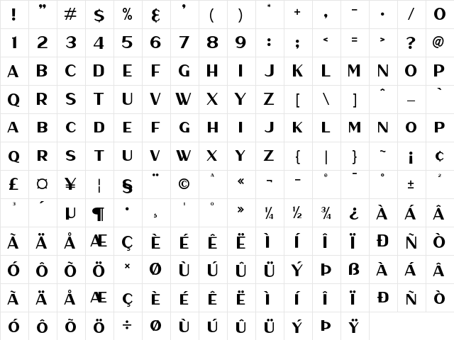 Haarlem Sans Regular  glyph index