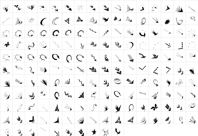 ArrowbixTwoDown Regular  glyph index