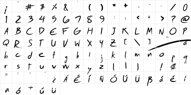 Royfont Regular  glyph index