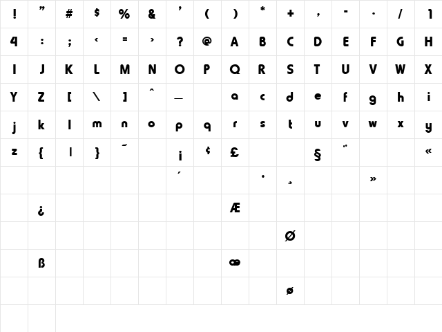 ConclaveBlackSSK Bold  glyph index