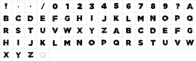 Manhattan Hand Bold All-Caps  glyph index