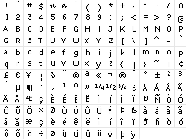 CPCompanyFlash Small  glyph index