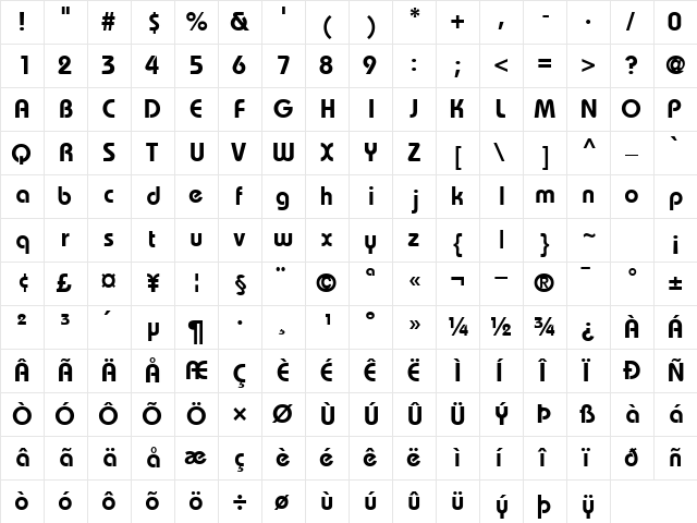 DynameSSK SemiBold  glyph index
