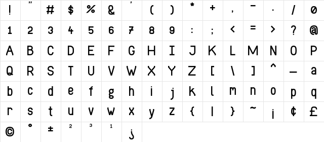 DST Regular  glyph index