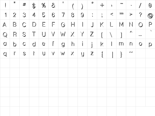 Lane Posh Light Regular  glyph index