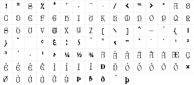 DroPcapperType101 Bold  glyph index
