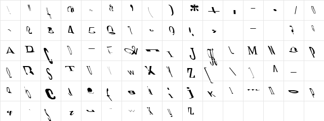 Jumbalaya Now Leftie Regular  glyph index
