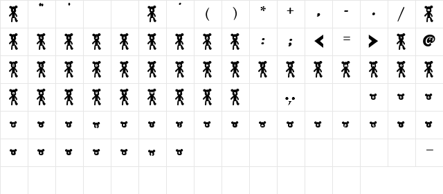 MOMO Regular  glyph index