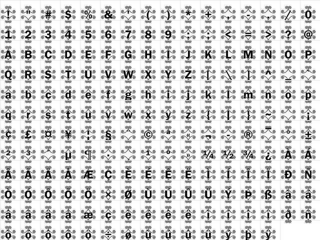 DTCFranklinGotM46 Regular  glyph index