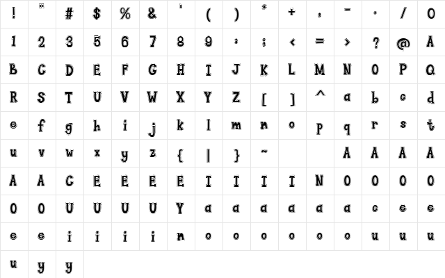 Funny Sports Outline Regular  glyph index