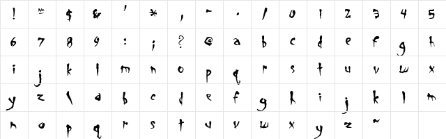 Smegalomania Regular  glyph index