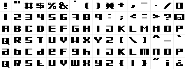 PXLSB UltraBold  glyph index