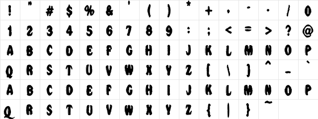 VTC Night Of The Drippy BentCaps  glyph index
