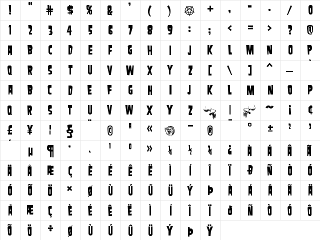 Samdan Regular  glyph index