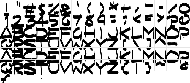 Fast Flat Brush Regular  glyph index