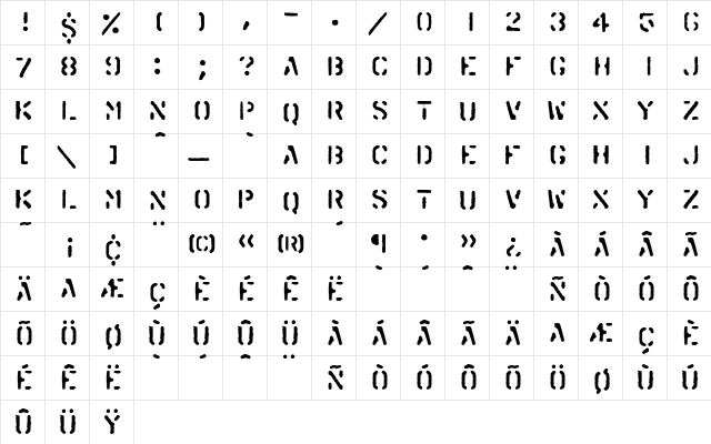 Karton Regular  glyph index