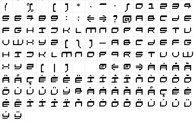 Fasto Regular  glyph index