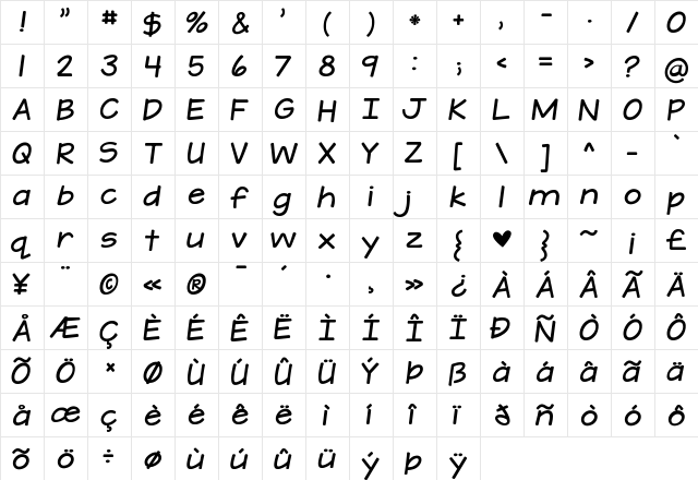 KG A Teeny Tiny Font Regular  glyph index