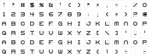 Gridget Regular  glyph index