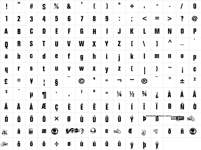ONKELZ 2014 Regular  glyph index