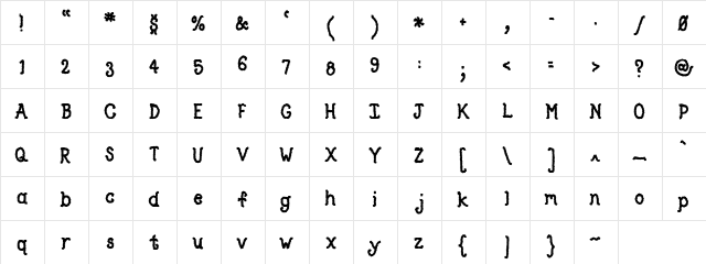 TypeO medium  glyph index