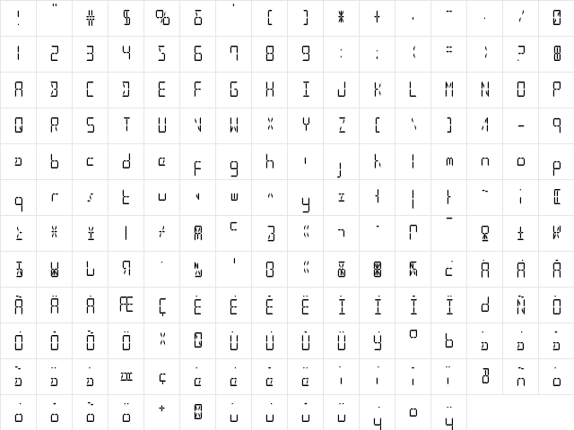 LED Sled Straight Condensed Condensed  glyph index