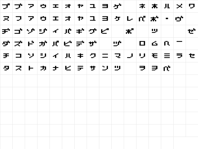 D3 Electronism Katakana Regular  glyph index