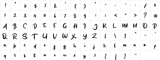 Adabe Regular  glyph index