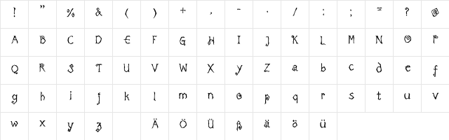 Tricktreatsleep_regular Regular  glyph index