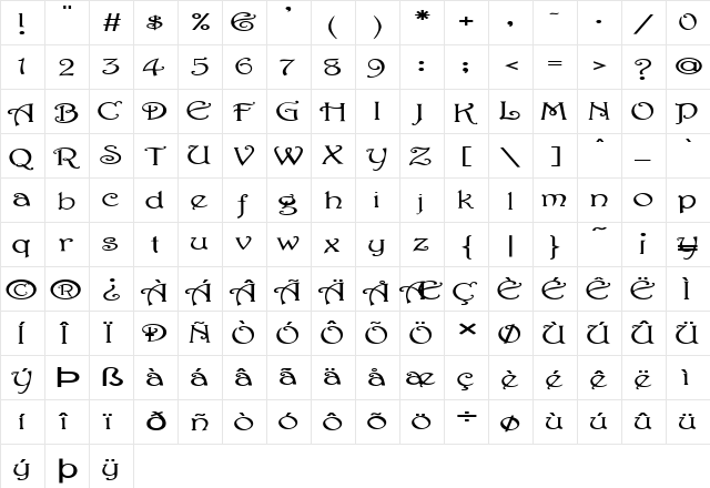 elista Normal  glyph index